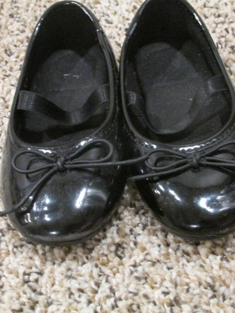 Mary Jane Dress Shoes Toddler Girls 6 Black Ballet Flats Slip On Elastic Strap